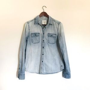 100% Cotton Denim Button Down Shirt American Eagle